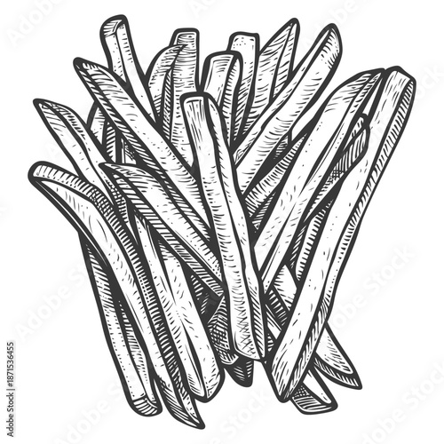 A Hand Drawn Illustration of French Fries