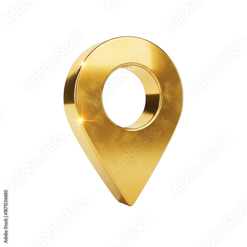 Golden location pin icon isolated on transparent background