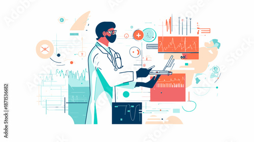 Scientist Working on Digital Tablet in Lab.