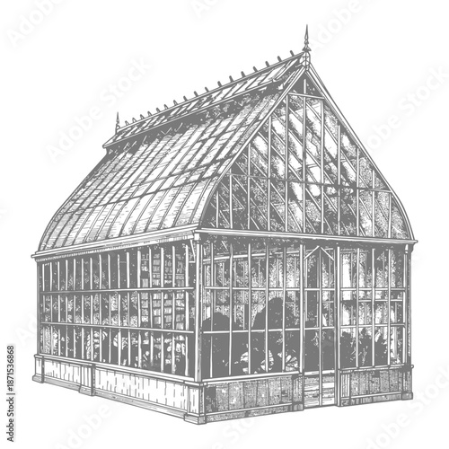 Ornate Greenhouse Architectural Drawing Design