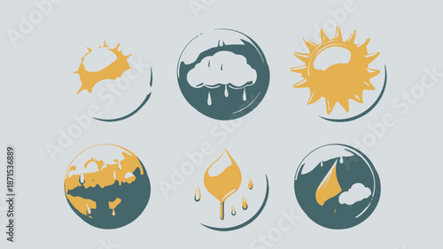Weather Icons Representing Various Climate Conditions.