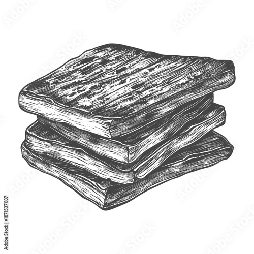 Stacked slices of toasted bread illustration