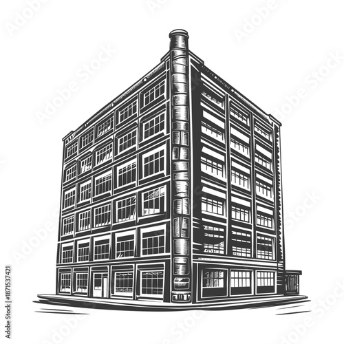 A Detailed Illustration Of A Multistory Building