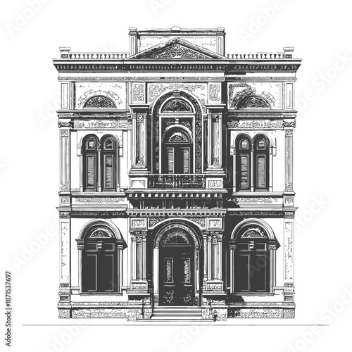 Elegant Classical Building Architectural Design Sketch