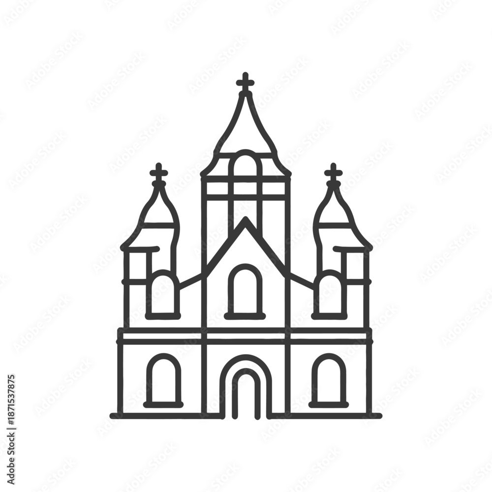 custom made wallpaper toronto digitalLine drawing of a three towered church building