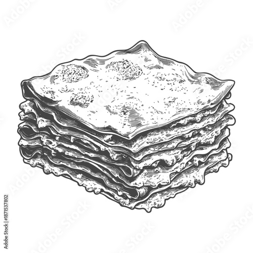 A Delicious Hand Drawn Lasagna Illustration
