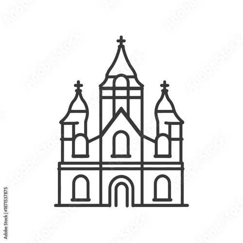 Wallpaper Mural Line drawing of a three towered church building Torontodigital.ca