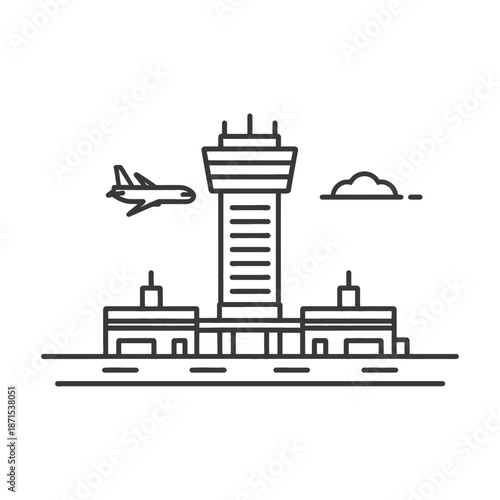 Airport Tower Control Airplane Terminal Building Sky