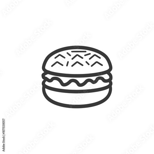 A Simple Line Drawing Of A Delicious Burger