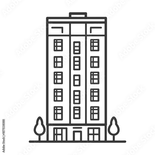Apartment Building Line Art Simple Design Illustration