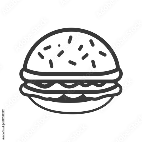 A Sprinkled Sesame Seed Burger Icon Illustration