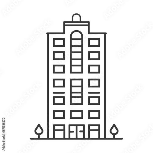 Simple Line Drawing Of A Modern Multistory Building