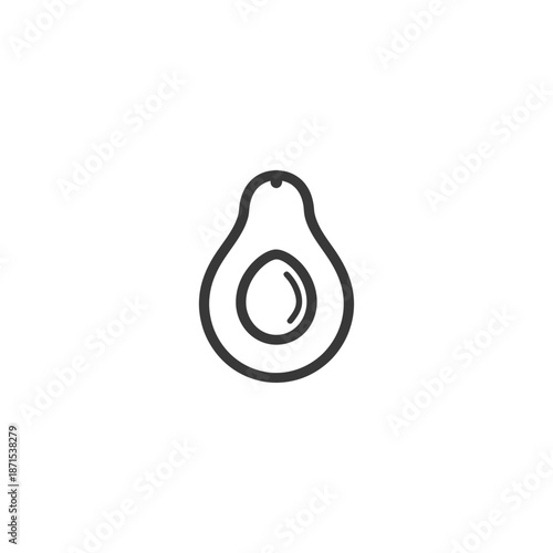 Line drawing of a halved avocado showing the pit