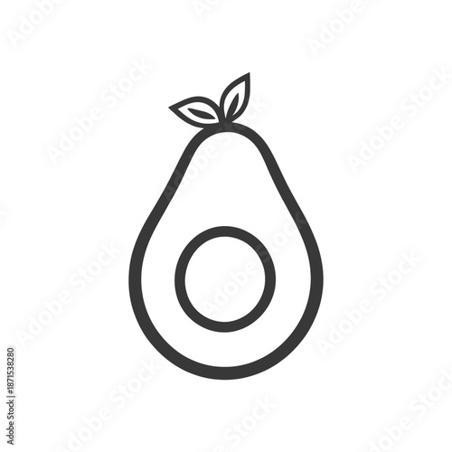 Simple Line Drawing Of A Whole Avocado