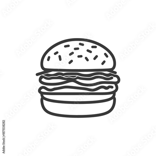 Delicious Sesame Seed Burger Illustration