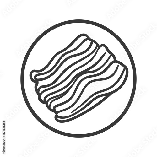 A Simple Line Drawing Of Bacon Slices