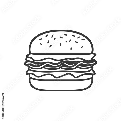 A Delicious Line Art Drawing Of A Hamburger