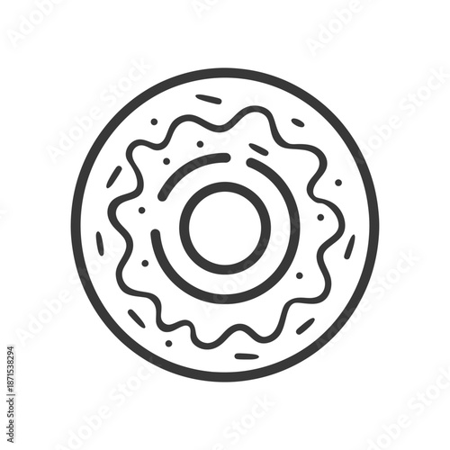 A Simple Line Drawing Of A Donut
