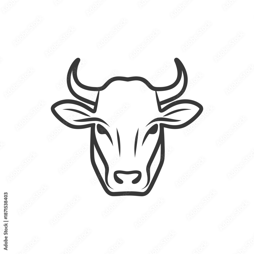 Fototapeta premium Stylized Bull Head Line Art Graphic Design