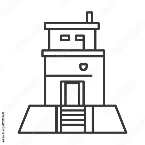 A Simple Line Drawing of a Two Story Building