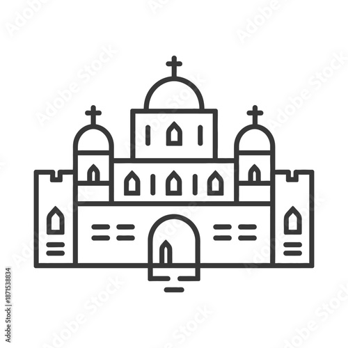 A Line Drawing Depicts A Large Church Building