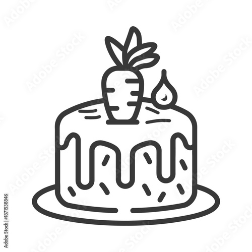 Carrot Cake Dessert Topped With Carrot And Icing