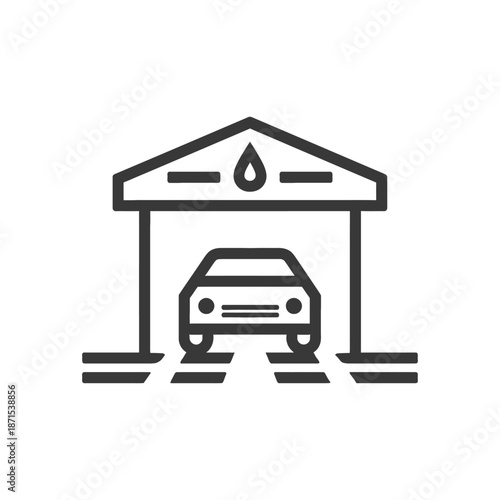 Car Parked Underneath Oil Change Canopy