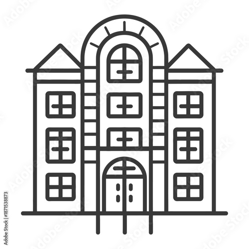 A stylized illustration of a multistory building