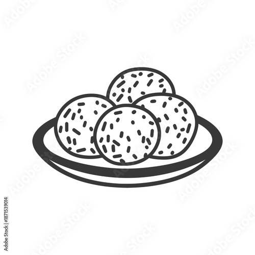 Three Sprinkled Round Cookies On A Plate