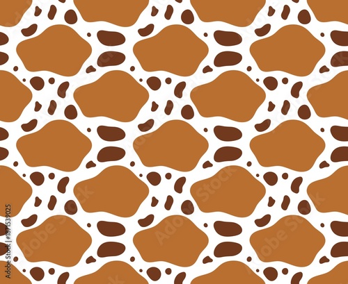 Raster repeating pattern with neutral brown organic drops on a white background
