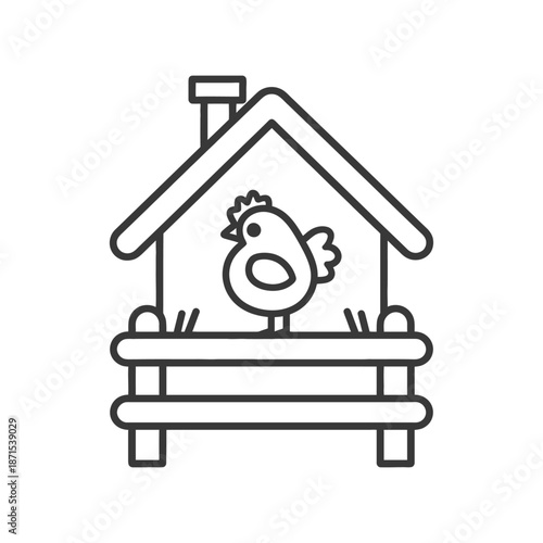 A Simple Line Drawing Of A Chicken Coop