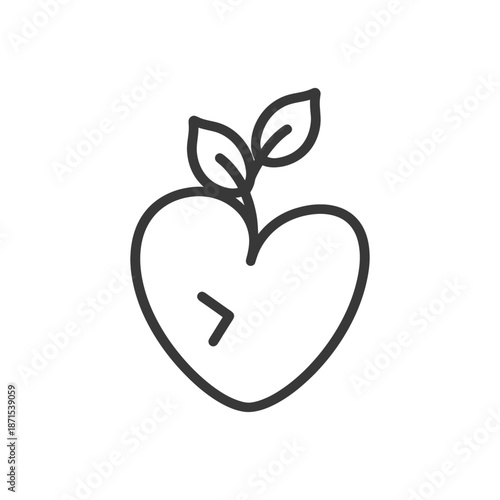 Heart Shaped Apple Sprout Growing Leaves
