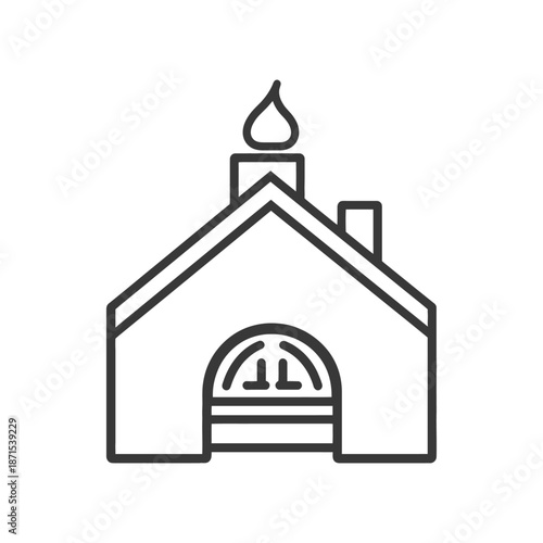 Simple Line Drawing Of A Brick Oven Building