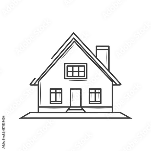 Simple Line Drawing Of A Suburban House
