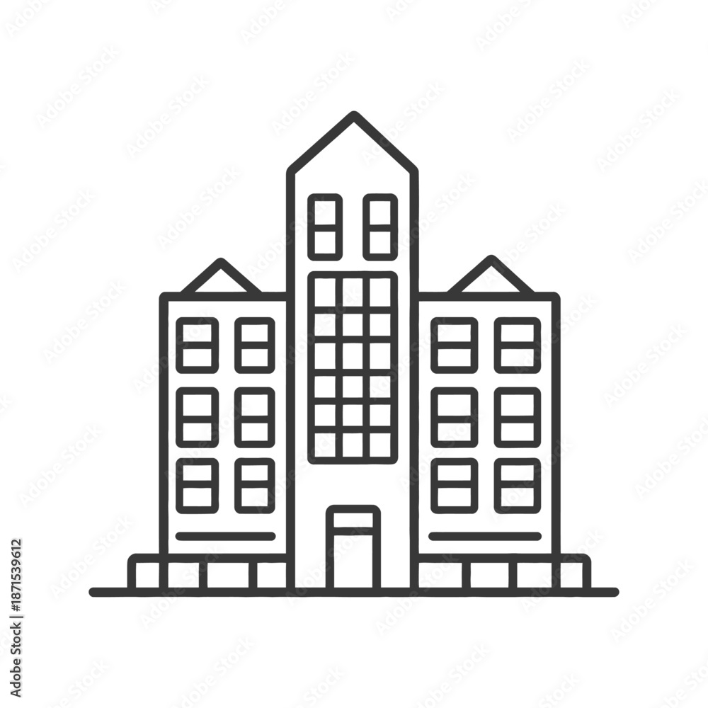 Naklejka premium Three Building Complex Cityscape Architectural Design