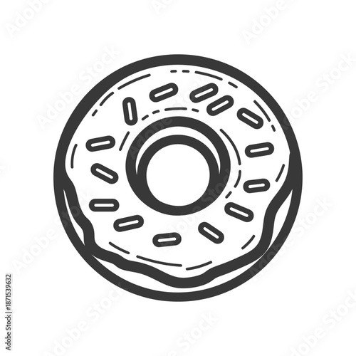 A Simple Line Drawing Of A Glazed Donut
