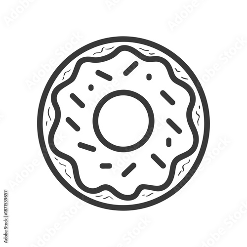 A Sprinkled Donut Icon Line Drawing Illustration