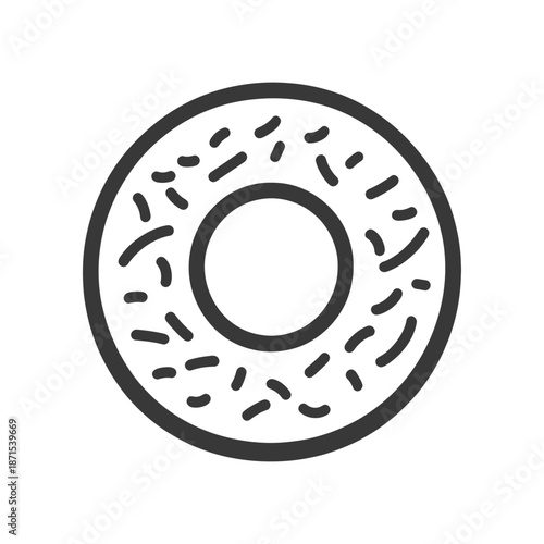 Sprinkled Donut Icon Simple Bakery Treat Design