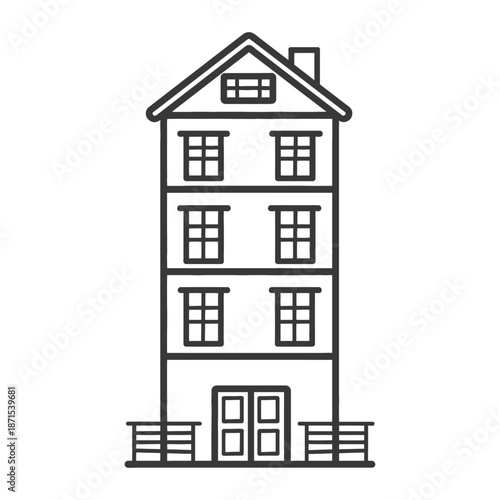 A Simple Line Drawing Of A Tall House