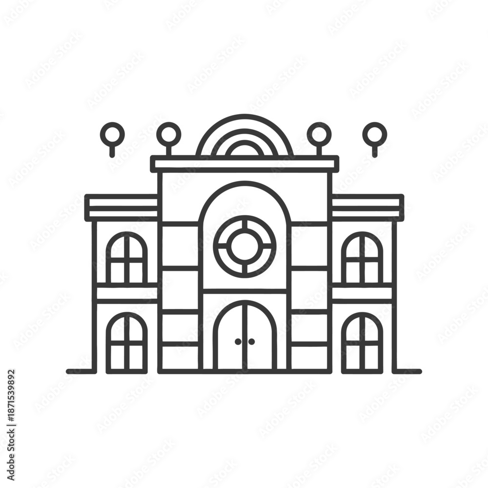 Fototapeta premium Elegant Building Architectural Line Drawing Design
