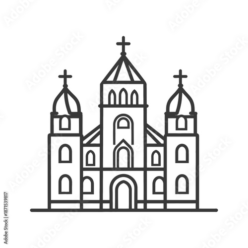 Wallpaper Mural Basilica Church Building Architectural Line Art Design Torontodigital.ca