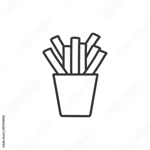 French Fries in a Paper Container Line Drawing