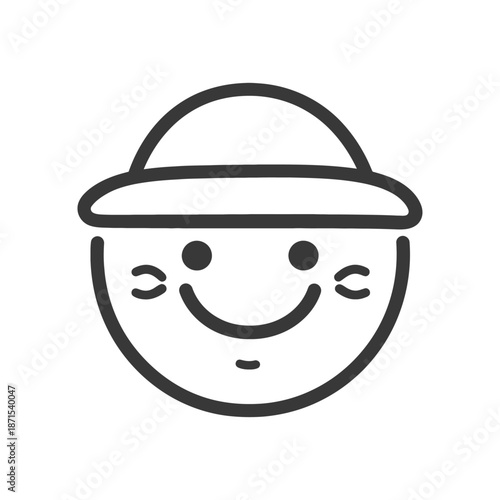 Happy Face Wearing A Wide Brimmed Hat