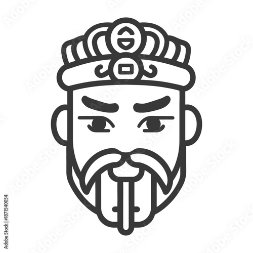 Line art depiction of a Chinese emperor