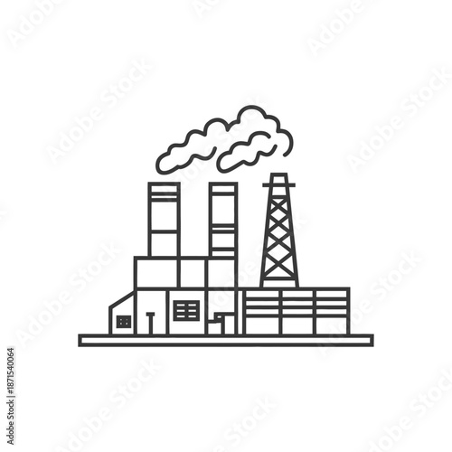 Industrial Factory Building Emits Smoke Pollution