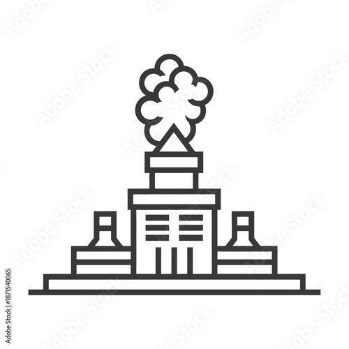 Industrial Power Plant Building Emits Smoke