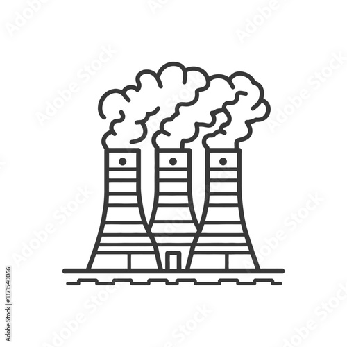 Three Industrial Towers Emit Pollution Clouds