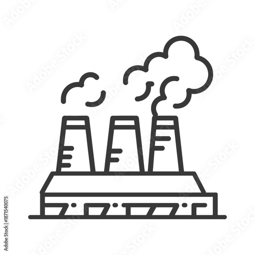 Industrial Factory Building Emits Pollution Smoke