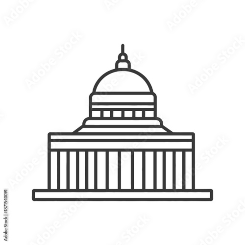 Line art drawing of a government building