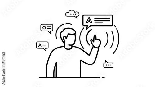 Man using voice command on device.